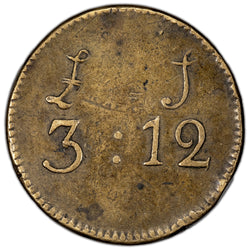 Great Britain c.18th Century £3 12 Shilling Brass Coin Weight