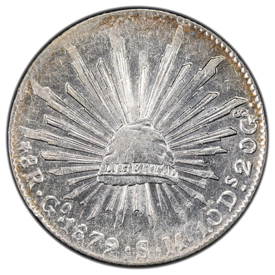 Mexico 1879 Guanajuato 8 Reales Silver Coin - Cleaned