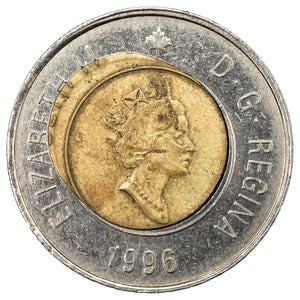 SOLD Canada 1996 $2 Toonie Mint Error Coin - Offset Core