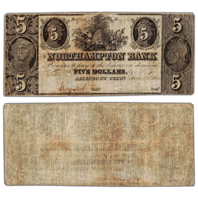 United States 1842 The Northampton Bank $5 Five Dollars Obsolete Note - Circulated