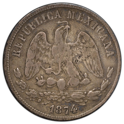 Mexico 1874 Pi-h 50 Centavos Silver Coin KM #407.7 - San Luis Potosi Mint