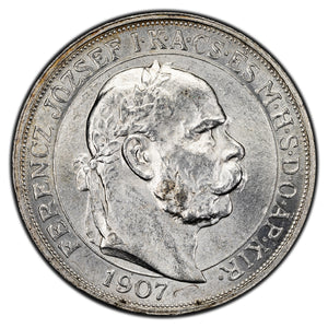 SOLD Hungary 1907 Coronation 5 Korona Silver Coin KM #489