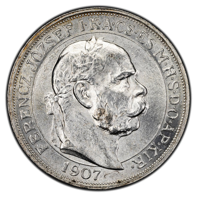SOLD Hungary 1907 Coronation 5 Korona Silver Coin KM #489