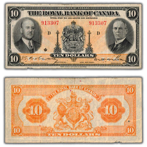 SOLD $10 1935 Royal Bank of Canada Chartered Note CH #630-18-04a