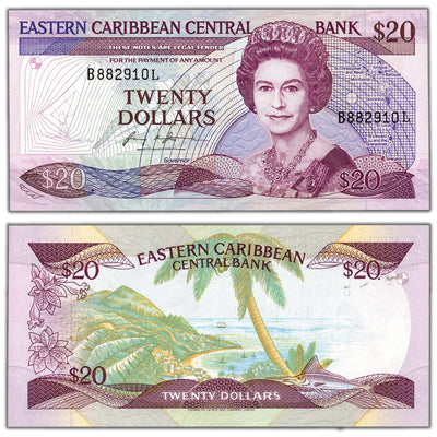 SOLD East Caribbean States ND (1986-88) $20 Twenty Dollars Note P #19l - Choice UNC