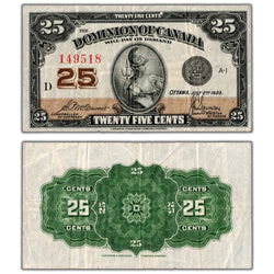 25 Cents 1923 Dominion of Canada Shinplaster Note DC-24c - Crisp VF