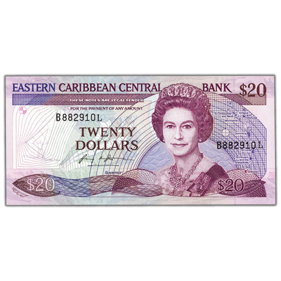 SOLD East Caribbean States ND (1986-88) $20 Twenty Dollars Note P #19l - Choice UNC