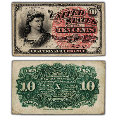 United States 1863 10 Ten Cents Fractional Currency Note - Circulated