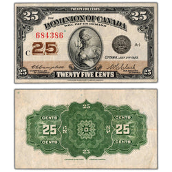 25 Cents 1923 Dominion of Canada Shinplaster Note DC-24d - VF/EF