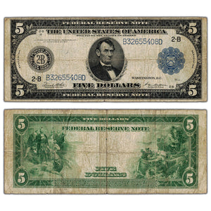 SOLD United States 1914 $5 New York Federal Reserve Note - Circulated