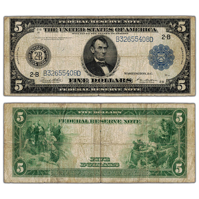 United States 1914 $5 New York Federal Reserve Note - Circulated