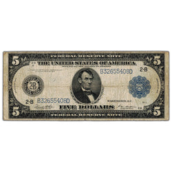 United States 1914 $5 New York Federal Reserve Note - Circulated