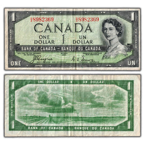 SOLD $1 1954 Bank of Canada Note Devil Face B/A Prefix BC-29a - F/VF