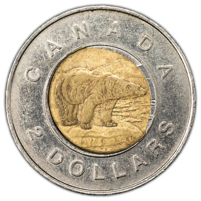 SOLD Canada 1996 $2 Toonie Mint Error Coin - Offset Core