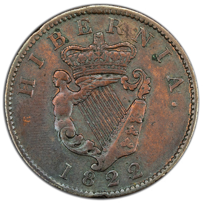 Ireland 1822 1/2d Halfpenny Coin SP #6623 - Cleaned