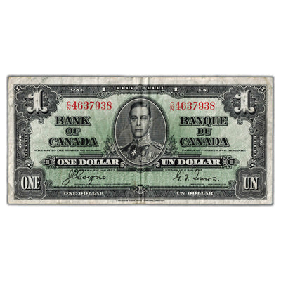 $1 1937 Bank of Canada Note Coyne-Towers C/N Prefix BC-21d - F/VF