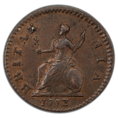 SOLD Great Britain 1773 1/4d Farthing Coin KM #602
