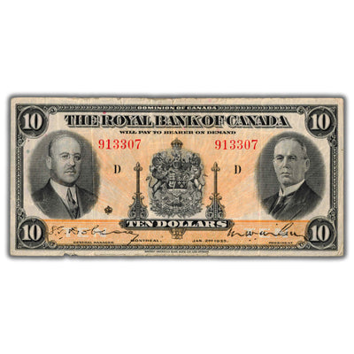 SOLD $10 1935 Royal Bank of Canada Chartered Note CH #630-18-04a