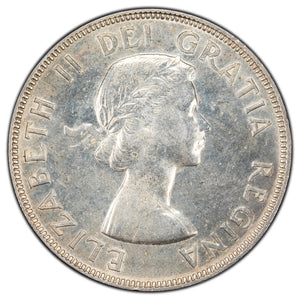 SOLD Canada 1955 Fu Manchu $1 Silver Dollar Coin - Almost Uncirculated (lt. cleaned)