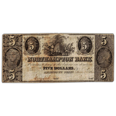 United States 1842 The Northampton Bank $5 Five Dollars Obsolete Note - Circulated