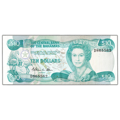 Bahamas 1974 (1984) $10 Ten Dollars Note P #46a - VF/EF