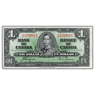 $1 1937 Bank of Canada Note X/M Prefix 3 Digit Radar BC-21d - VF/EF