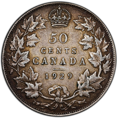 SOLD Canada 1929 50 Cents Half Dollar Silver Coin - VF+