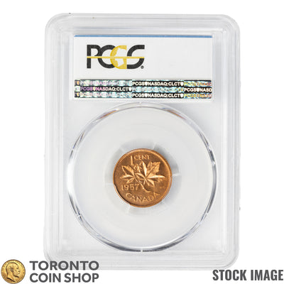Canada 1957 1 Small Cent Coin - PCGS MS-66 Red