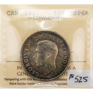 SOLD Canada 1937 50 Cents Half Dollar Silver Coin - ICCS Specimen SP-66 Matte