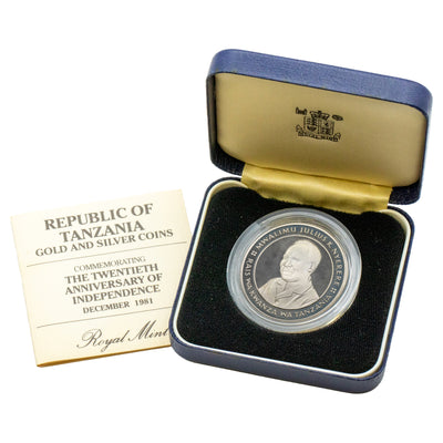 Tanzania 1981 200 Shilingi Sterling Silver Proof Coin - 20th Anniv. Of Independence
