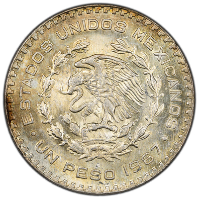 Mexico 1967 1 One Peso Silver Coin - UNC