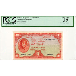 Ireland 1955 10 Ten Shillings Note P #56c - Legacy VF-30