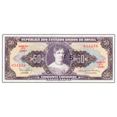 SOLD Brazil ND (1966-67) 50 Fifty Cruzeiros Note P #184a