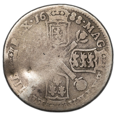 SOLD Scotland 1688 10 Shillings Silver Coin KM #121 - Scarce Issue - Damaged
