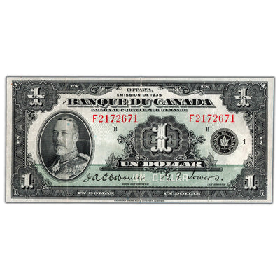 $1 1935 Banque Du Canada Note French Text BC-2 - VF-20 (tear/pressed)