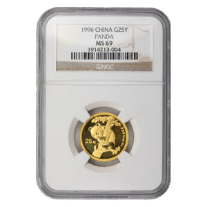 SOLD China 1996 25 Yuan 1/4oz .999 Gold Panda Coin - NGC MS-69