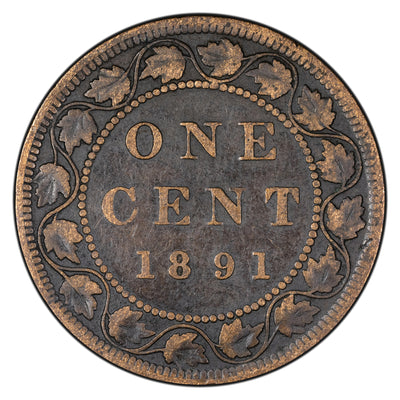 SOLD Canada 1891 Small Date Large Leaves 1 Large Cent Coin - VG/F