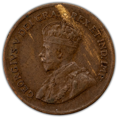 Canada 1925 1 Large Cent Coin Key Date! - VF-30