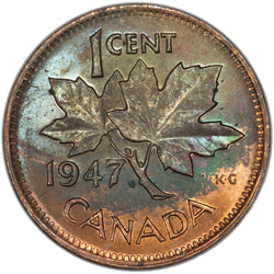 SOLD Canada 1947 1 Small Cent Coin - Pretty Toning