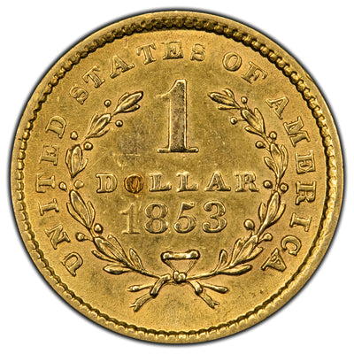 SOLD United States 1853 $1 One Dollar Gold Coin