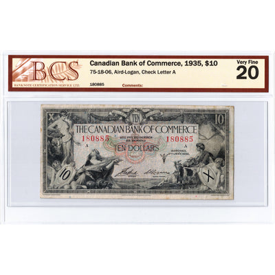 SOLD $10 1935 Canadian Bank of Commerce Canada Chartered Note #75-18-06 - BCS VF-20