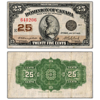 25 Cents 1923 Dominion of Canada Shinplaster Note DC-24d - VF