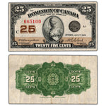 25 Cents 1923 Dominion of Canada Shinplaster Note DC-24d - VF+