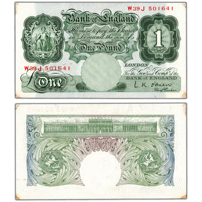 Great Britain ND (1948-60) 1 One Pound Note P #369c - Residue