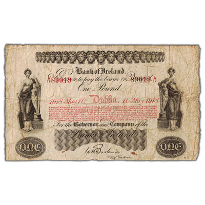 Ireland 1918 1 One Pound Note P #92 - Circulated