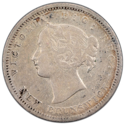 New Brunswick Small 6 1864 5 Cents Silver Coin - F-15