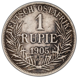 SOLD German East Africa 1905 J 1 Rupie Silver Coin KM #10
