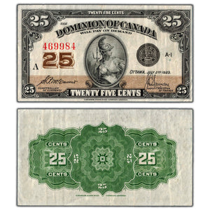 SOLD 25 Cents 1923 Dominion of Canada Shinplaster Note DC-24c - VF