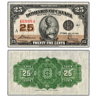 25 Cents 1923 Dominion of Canada Shinplaster Note DC-24c - VF