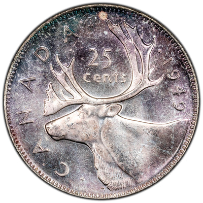 Canada 1949 25 Cents Quarter Silver Coin - MS-62